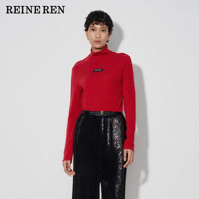 REINEREN设计师任茜秋火焰红小高领亲肤修身打底衫
