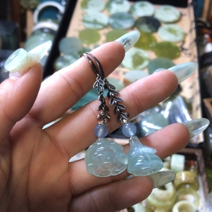 岫玉岫玉耳环未镶嵌