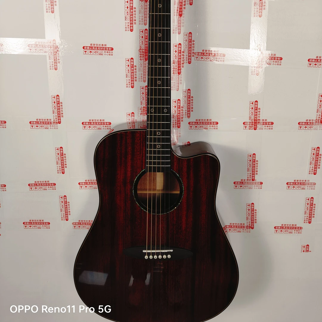 41寸GA桶面侧背桃花心实木全单吉他