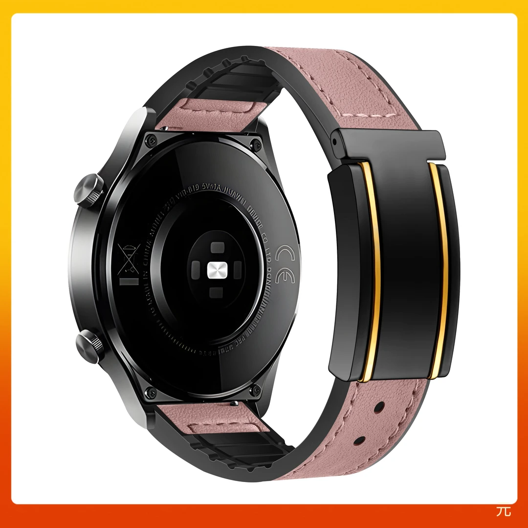 适用Ticwatch ProX/3/3Lite/Gtx/Gth疯马真皮T形扣便捷式磁吸表带