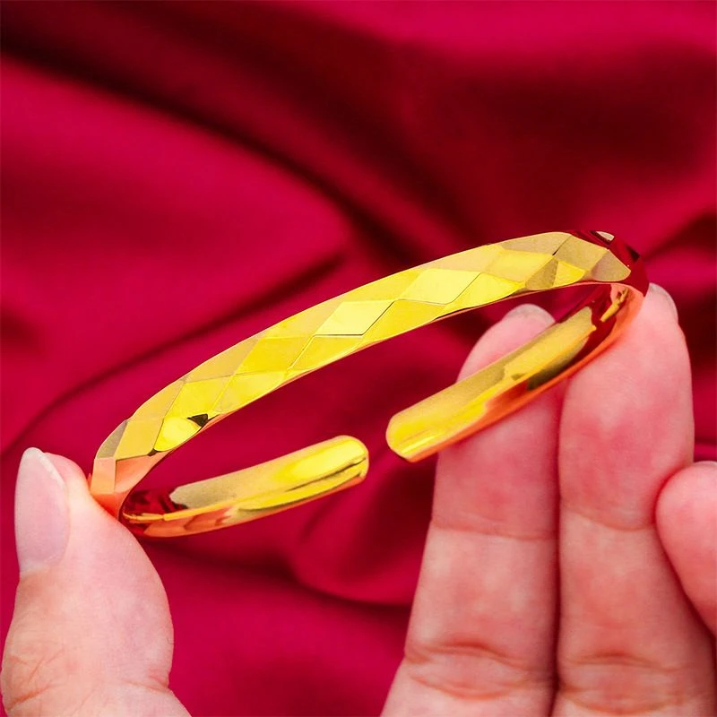 铜合金手镯 铜合金精美开口水立方6N棱面手镯