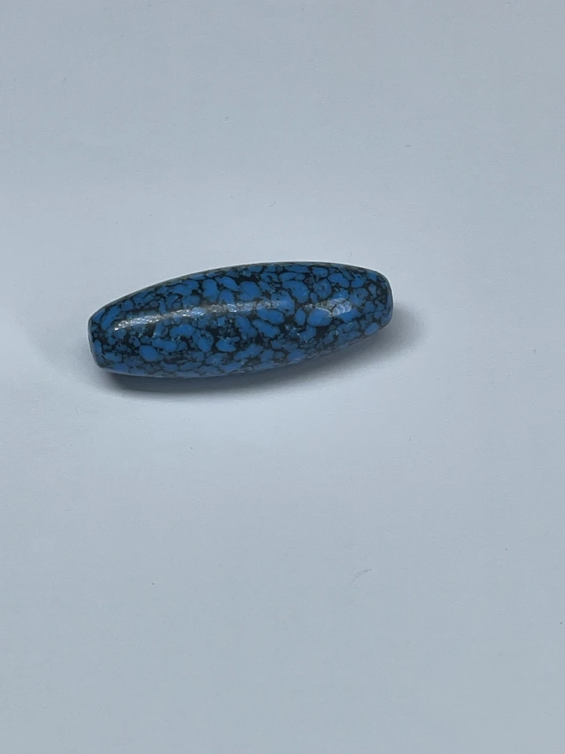 乌兰花桶珠蓝色;【科技松】复古长40mm直径14花纹精美蓝釉手工