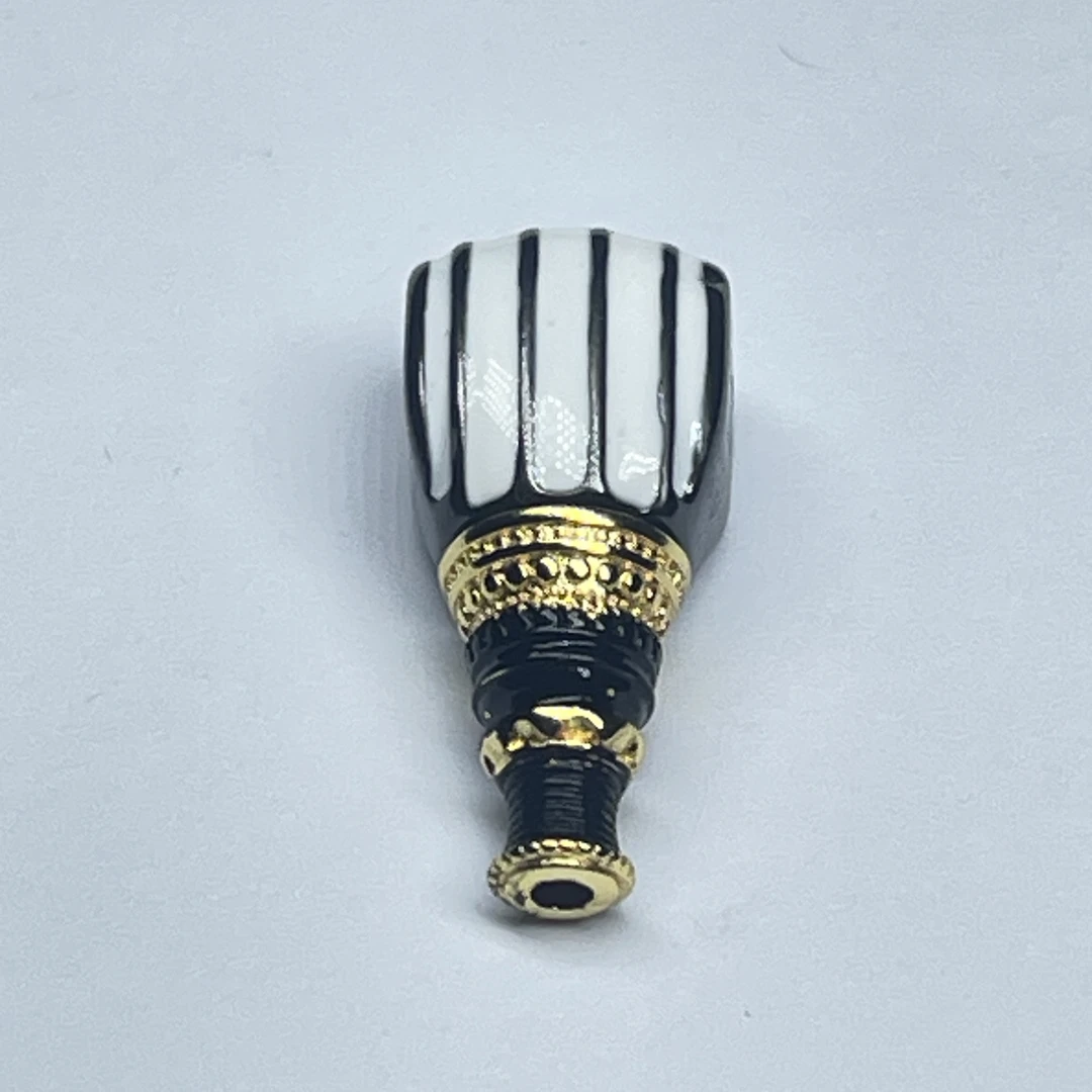 琉璃黑白线分体三通，分体设计简约大方，低调奢华复古纯手工黑色