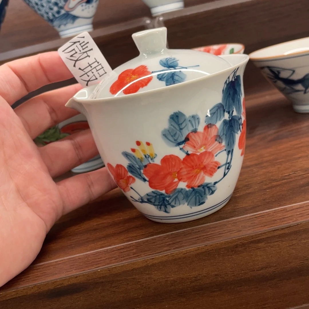 釉下手绘茶具微瑕