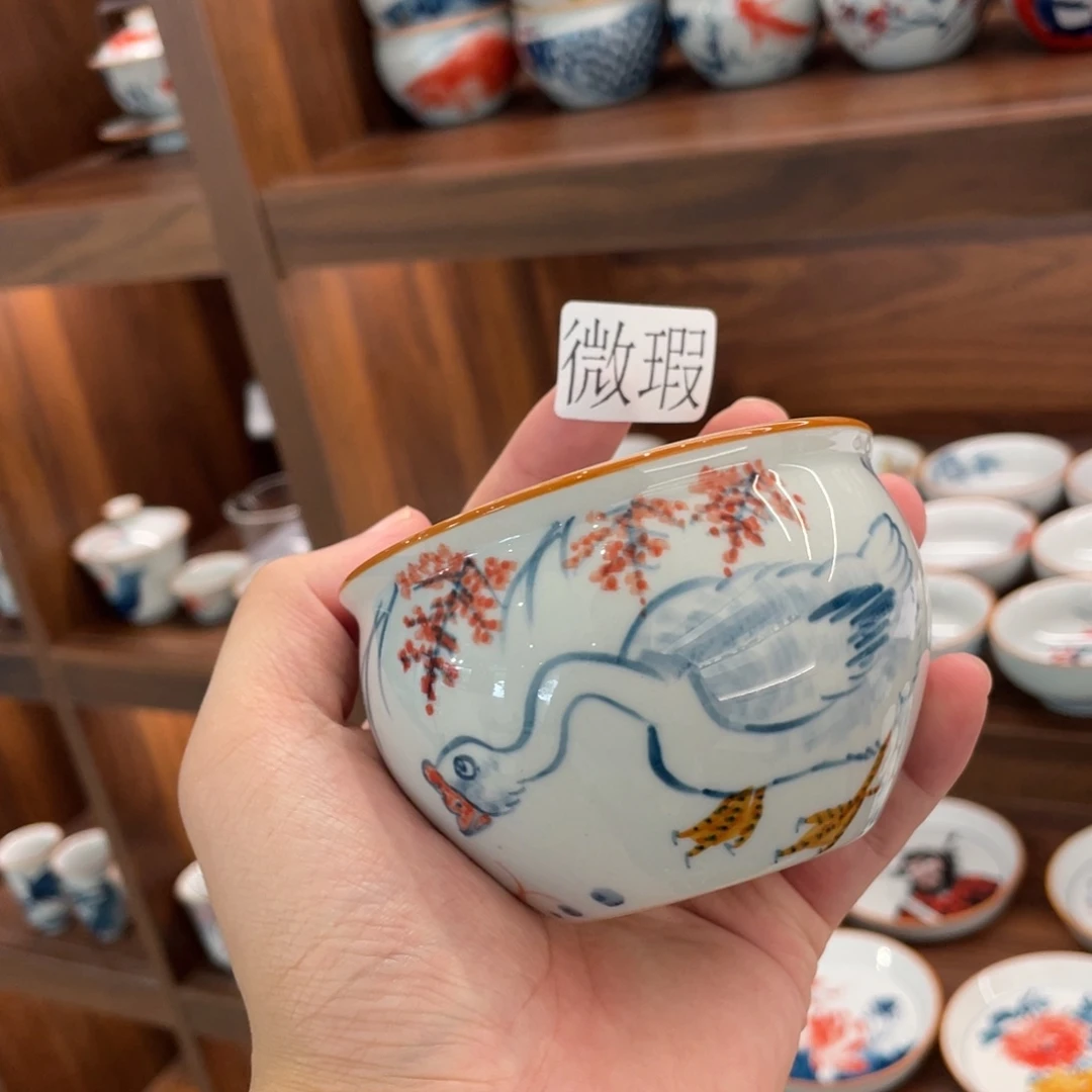 釉下手绘茶具微瑕