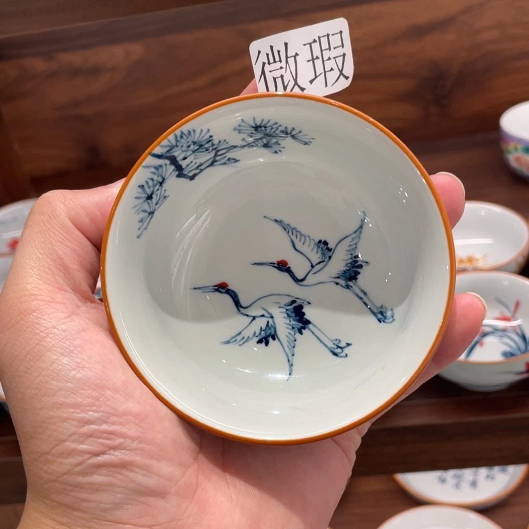 釉下手绘茶具微瑕