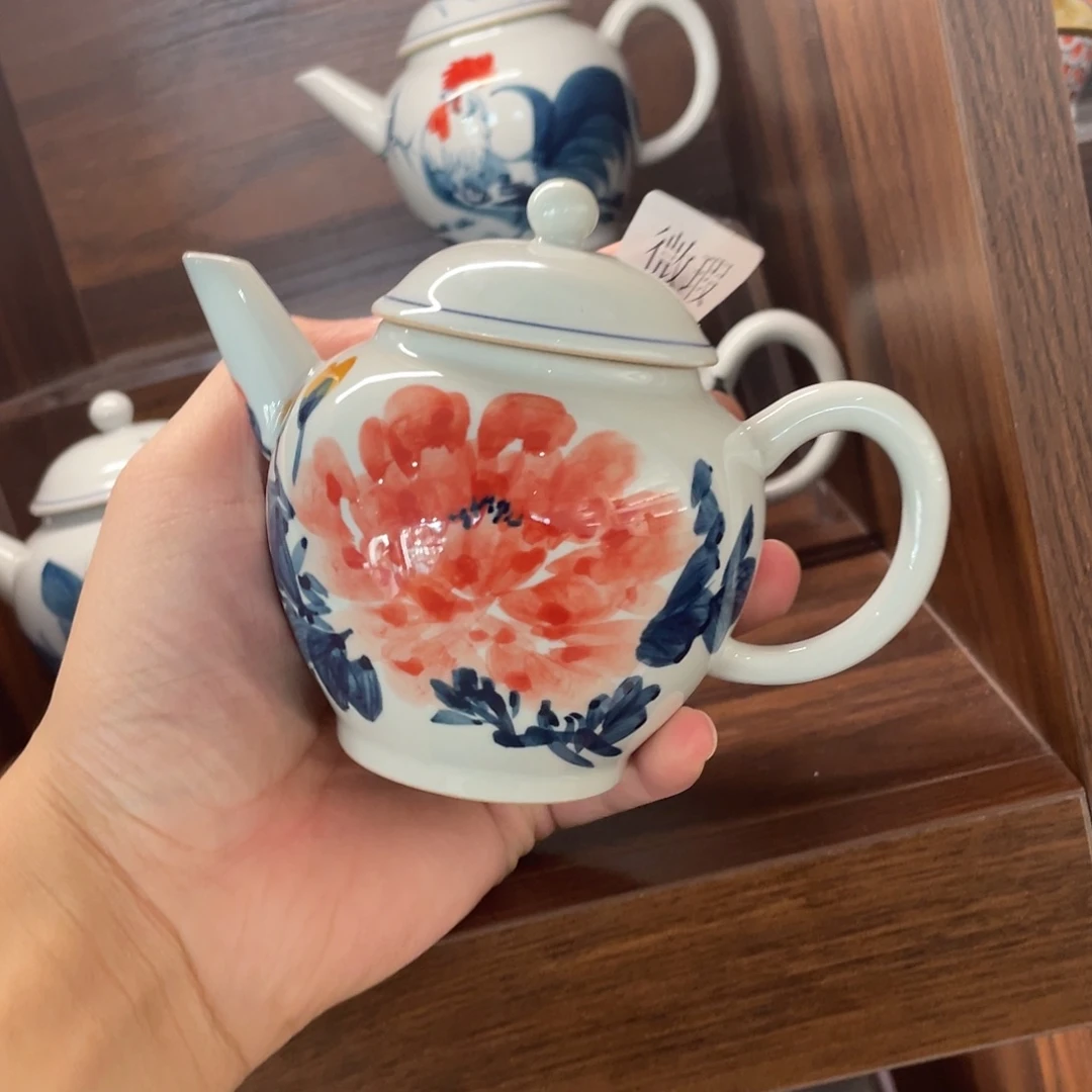 釉下手绘茶具微瑕