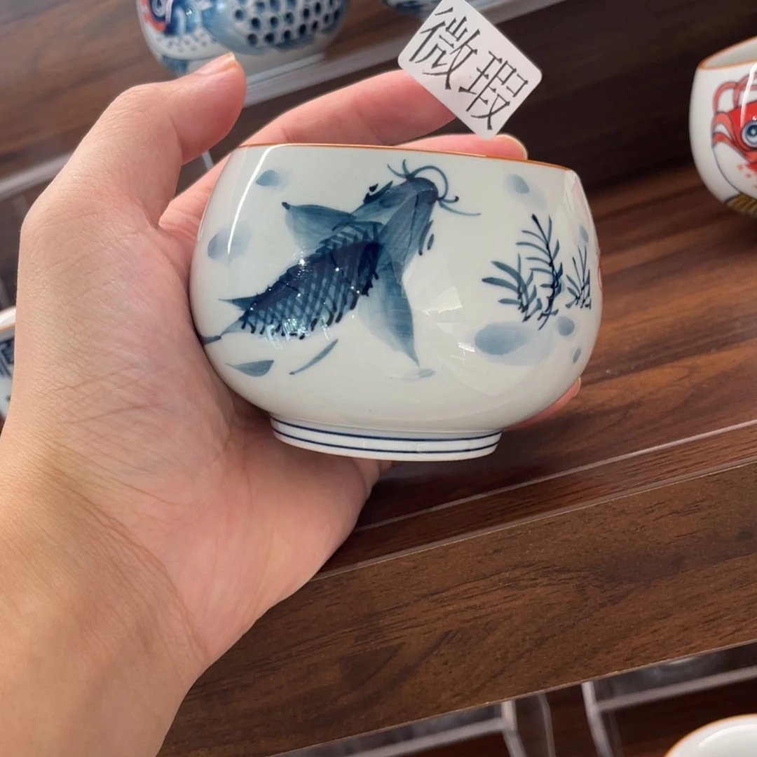 釉下手绘茶具微瑕