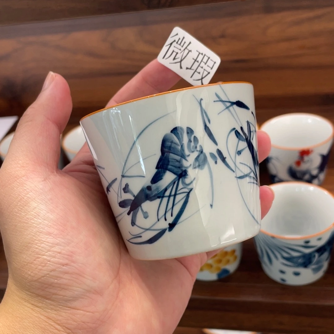 釉下手绘茶具微瑕