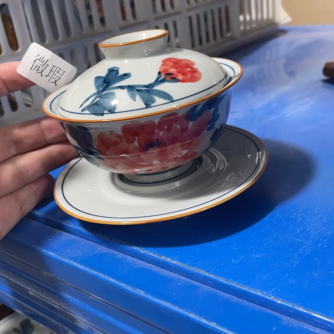 釉下手绘茶具微瑕