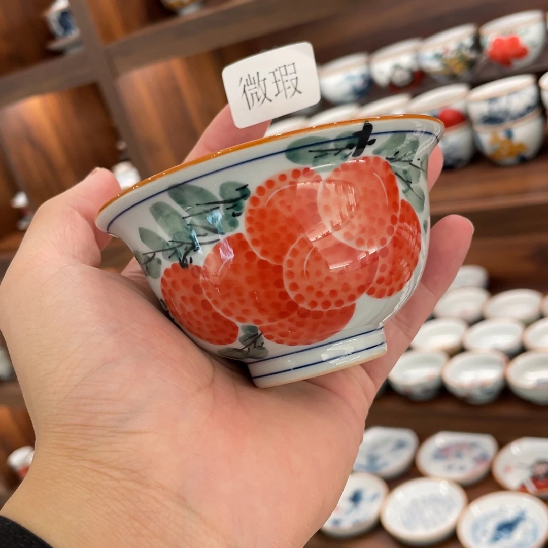 釉下手绘茶具微瑕