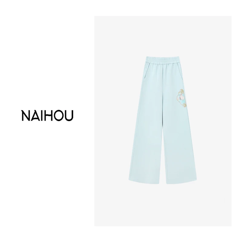 维维【若蓝之香】高腰宽松简约时尚垂感直筒裤-24WC0160A