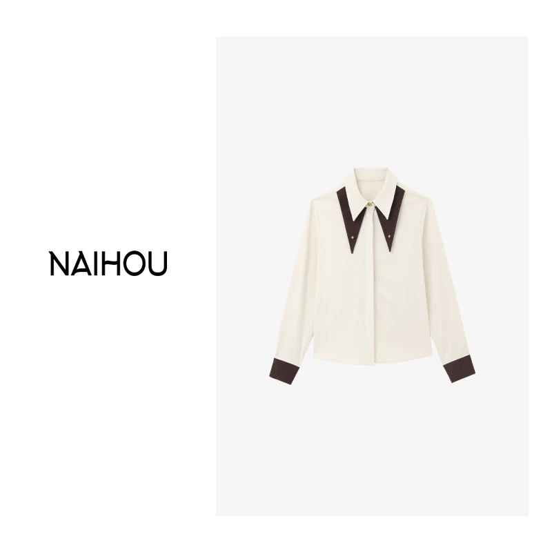 维维【罗马假日】秋冬加厚复古美拉德百搭衬衫-23W0129A