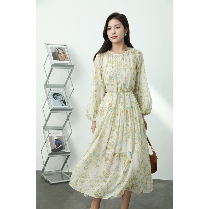 【南油工厂】浪漫花语绑绳宽松连衣裙女-KDL0660