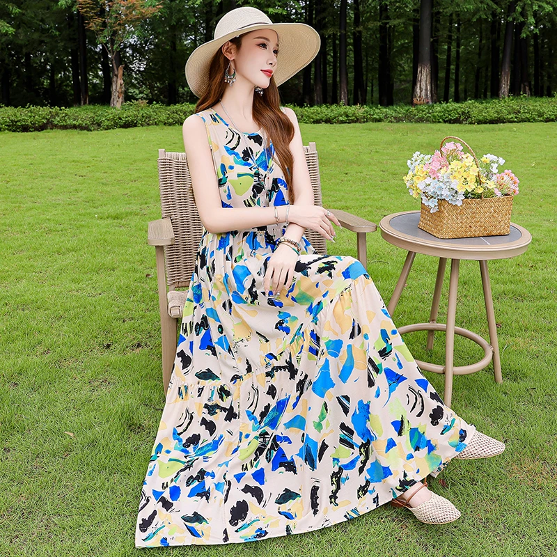 宽松连衣裙时尚新款夏季轻奢高级感法式气质显瘦大码沙滩裙碎花裙