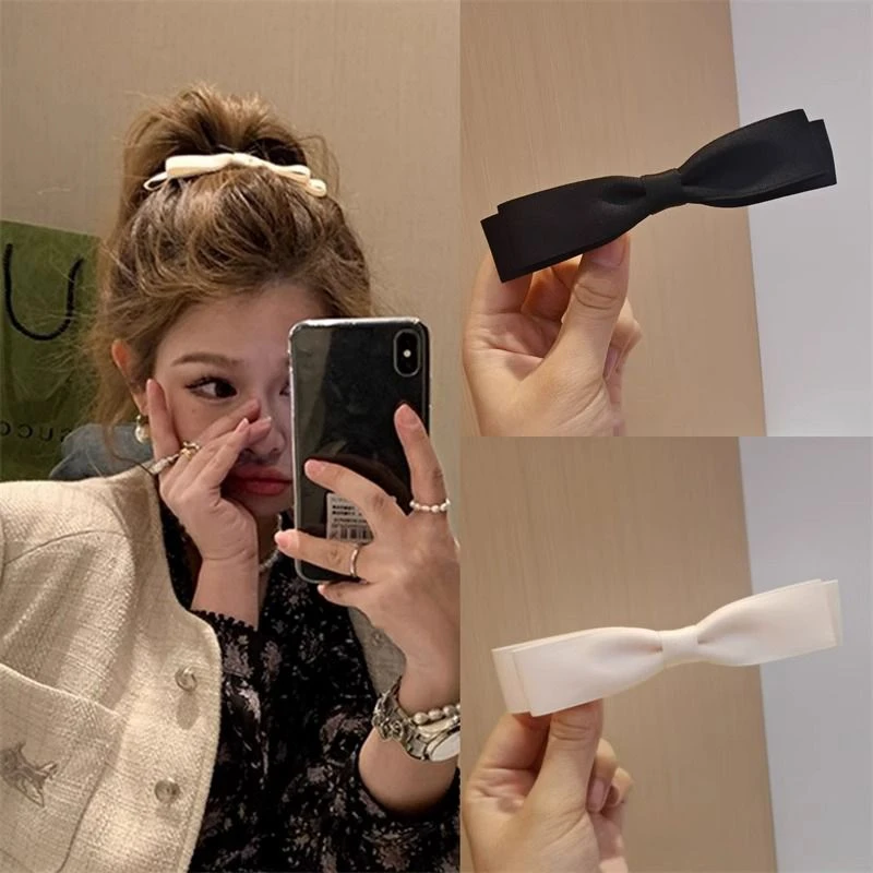网红布艺气质ins刘海小边夹黑色百搭蝴蝶结头饰韩国流行少女发饰