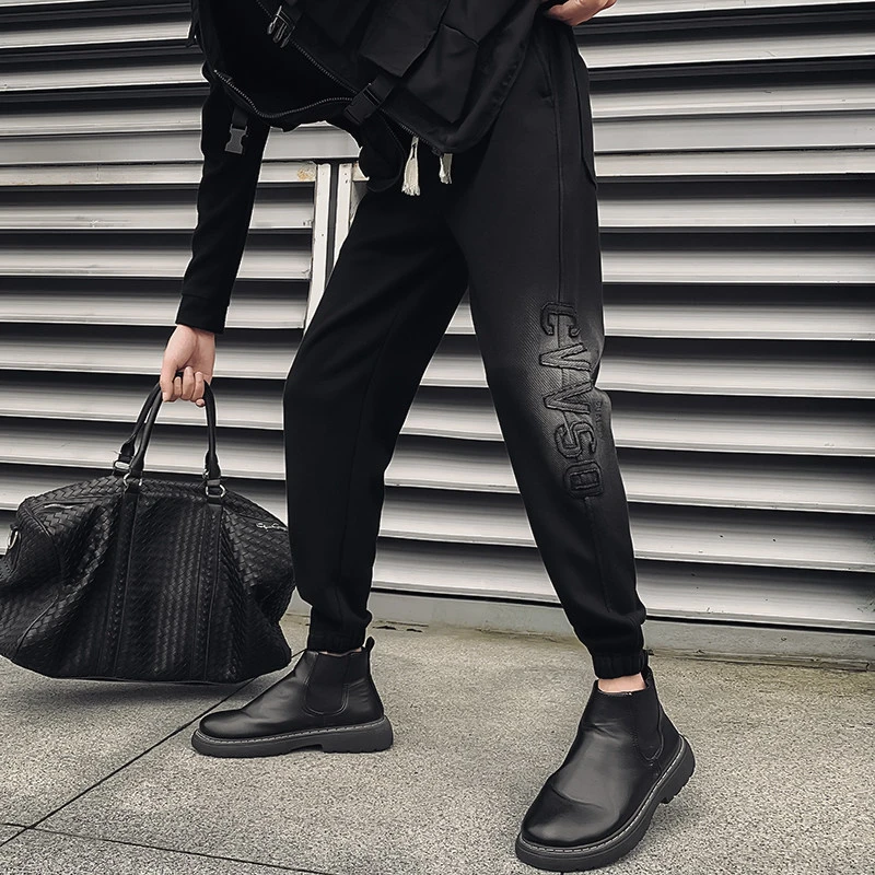 男士高档卫裤爆款2023新款加厚高级感秋冬裤子潮流百搭高端小脚裤