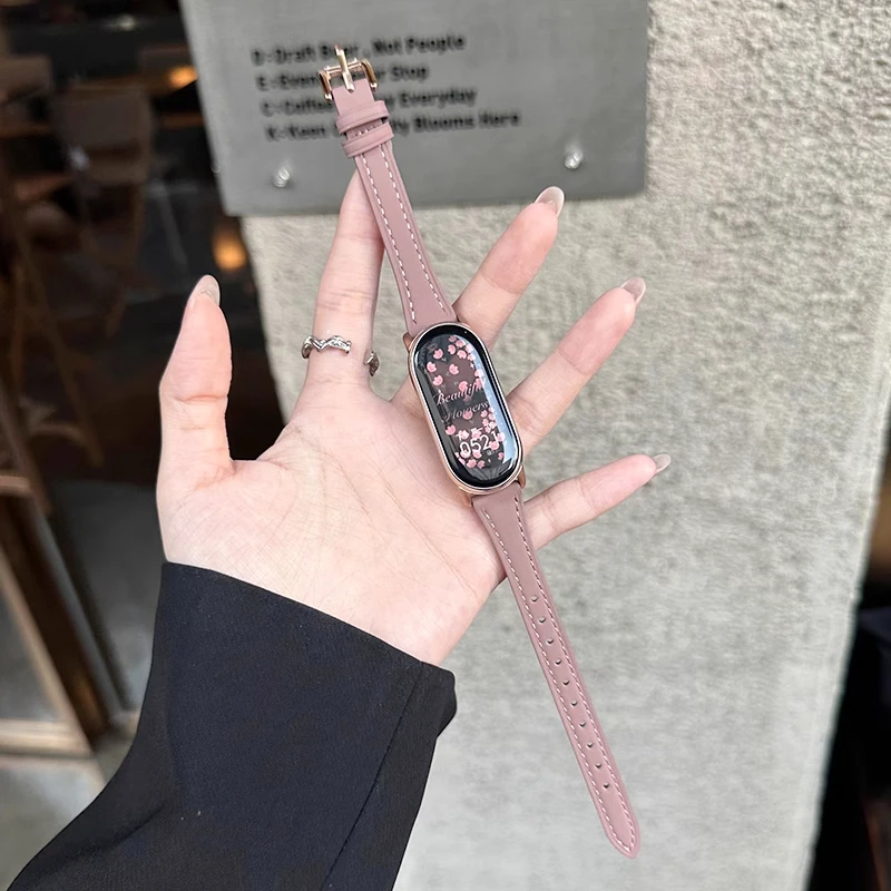 机智兽适用小米手环9/8表带温柔皮质腕带NFC陶瓷版手表表带链时尚