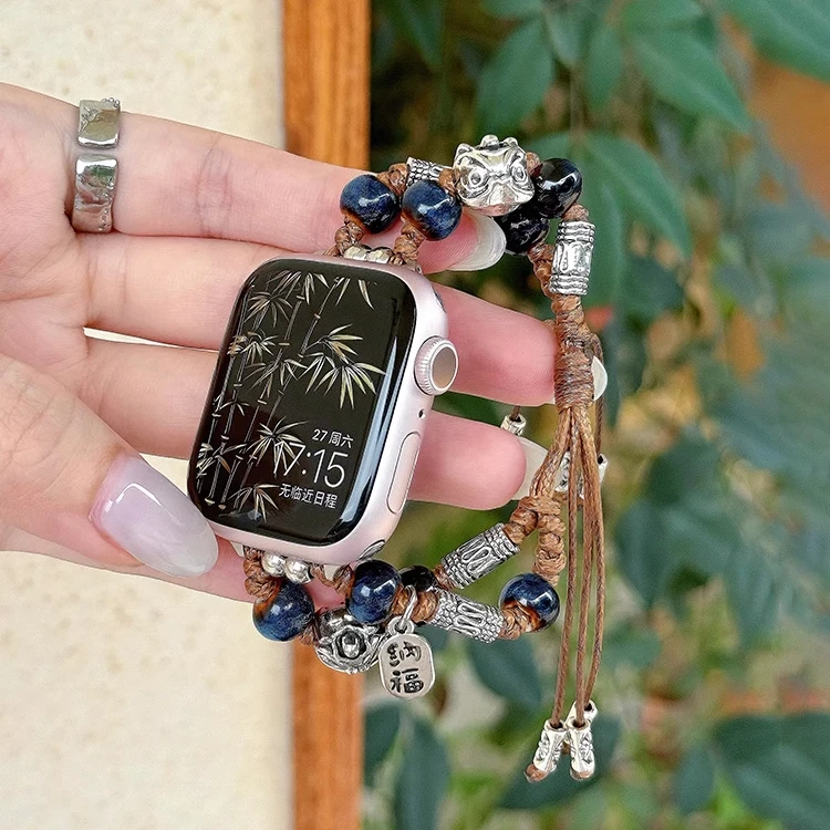 机智兽适用苹果applewatch表带S98765SE编织手链手表带手链式腕带