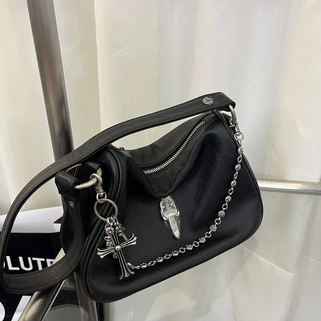 头层牛皮腋下鸡块包十字架包包