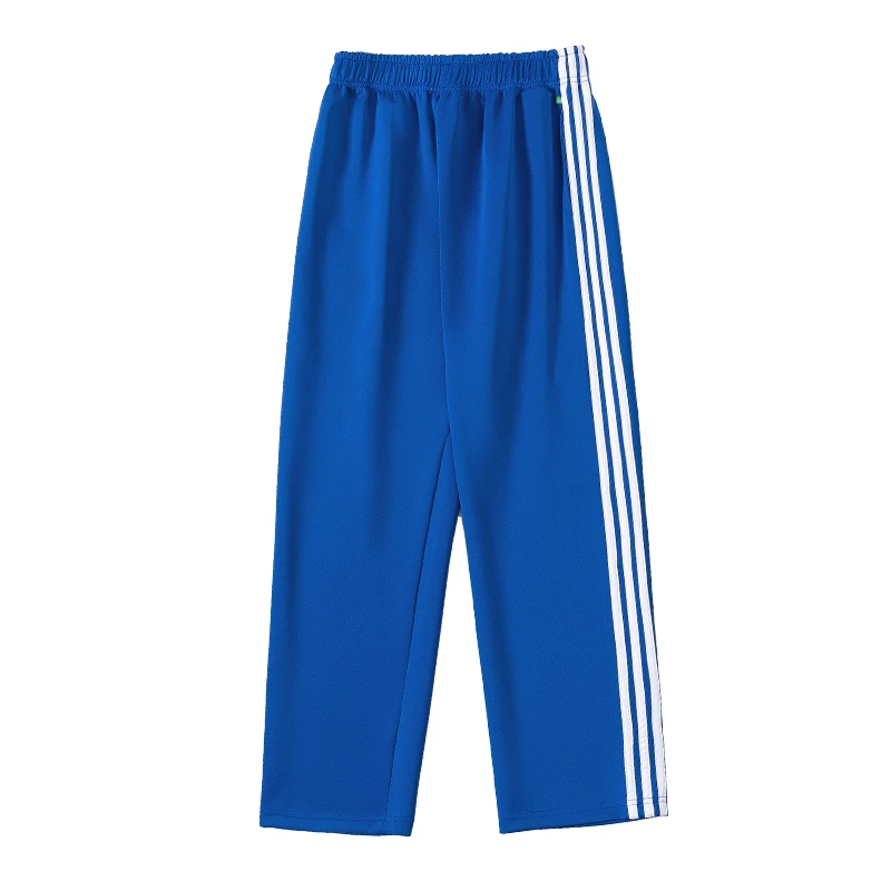 宝蓝色高中生校服裤子三条杠白条直筒春秋初中小学生校裤冬季加绒