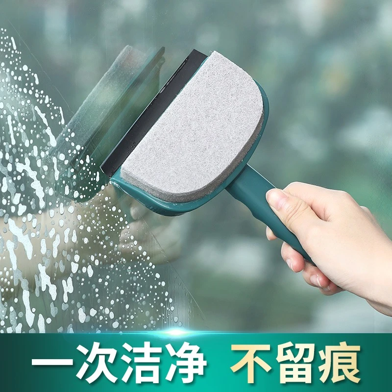 居家家玻璃清洁伸缩杆家用污渍迷你刮水板神器干净双面两用小刷