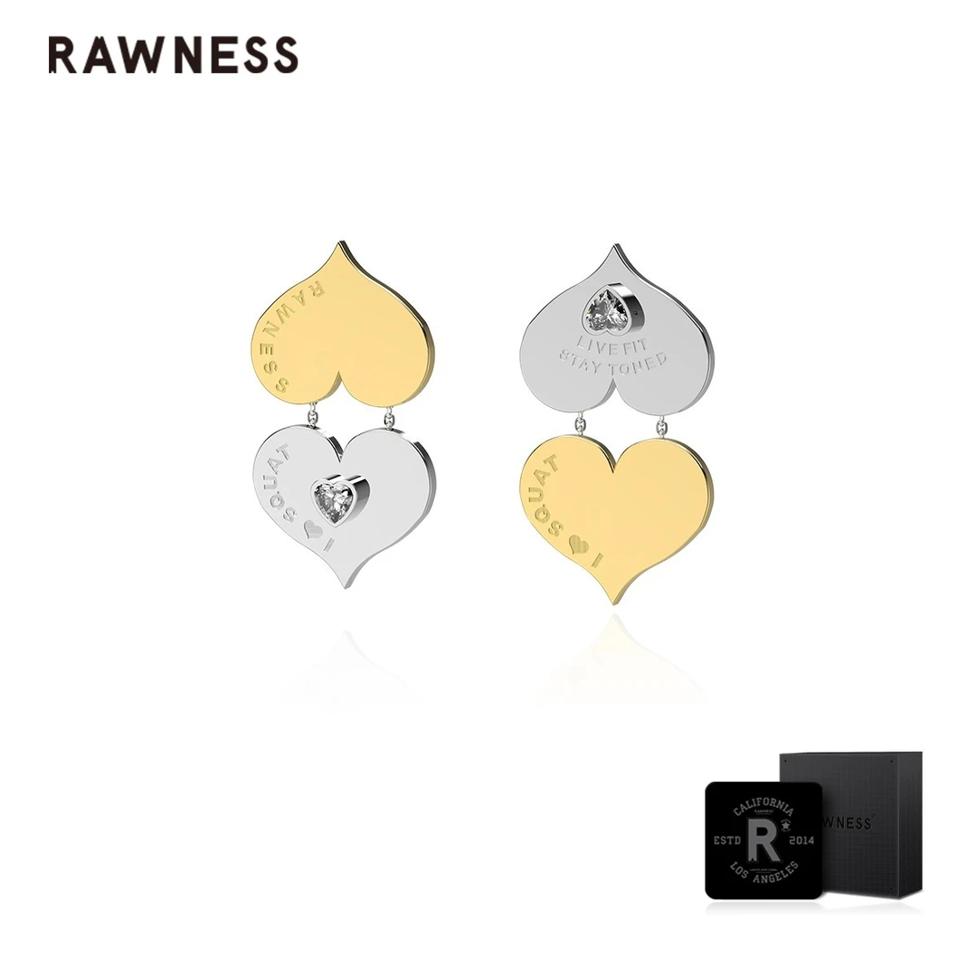 RAWNESS 钛钢合成锆石耳饰 情人节礼物蜜桃拼接耳钉 个性搭配