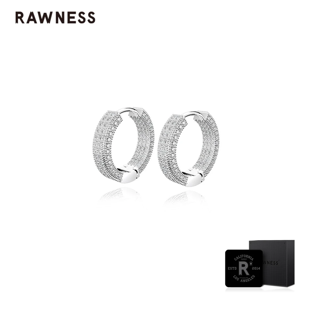 RAWNESS 钛钢合成锆石耳饰 情人节礼物 圆环耳圈轻奢高级感耳钉