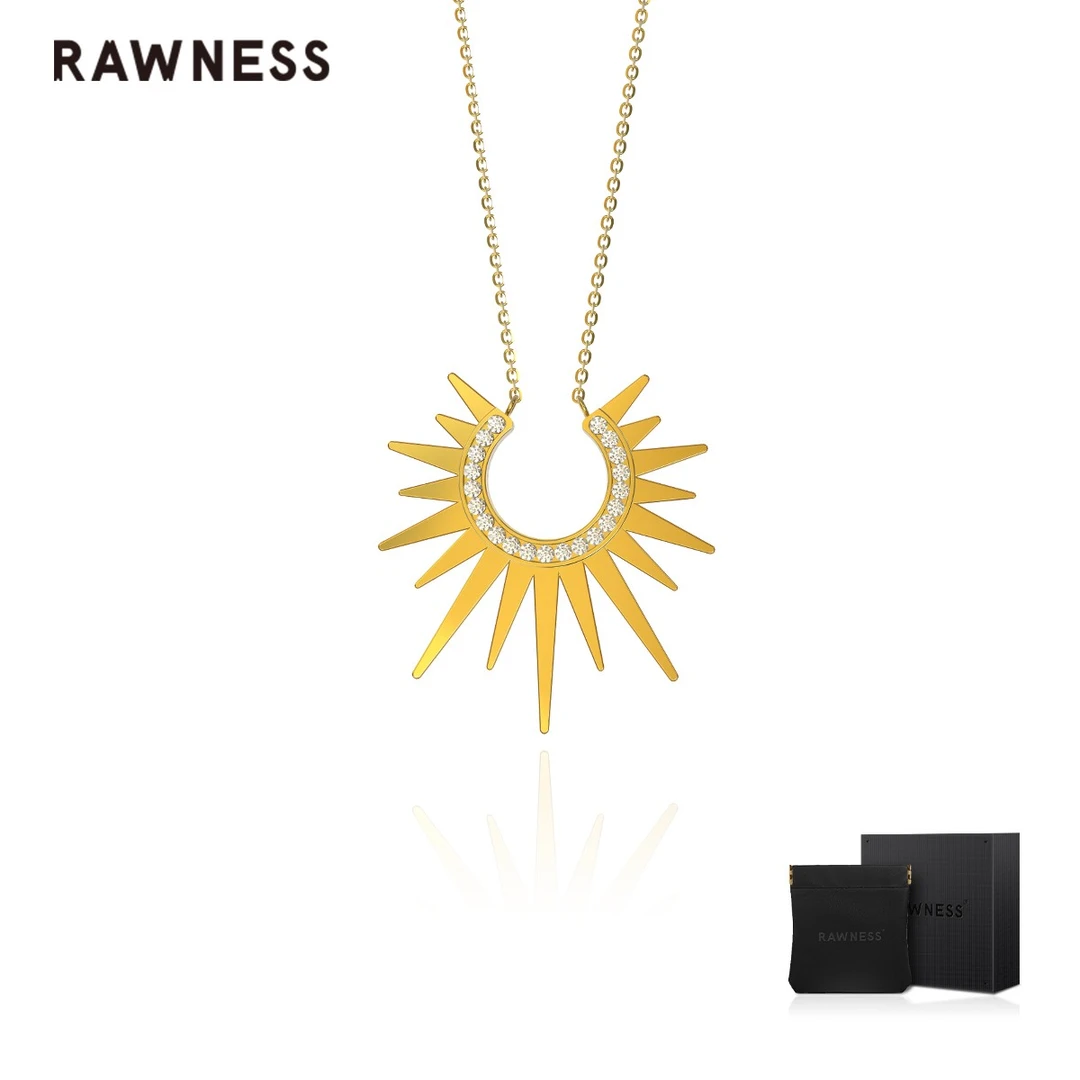RAWNESS 钛钢莫桑石项链 情人节礼物 太阳锁骨链 小众轻奢项链