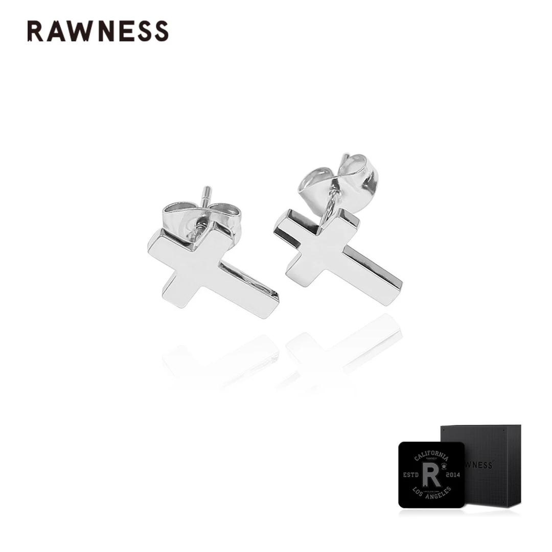 RAWNESS 钛钢耳饰 情人节礼物 经典十字架耳钉 男女同款耳饰耳环