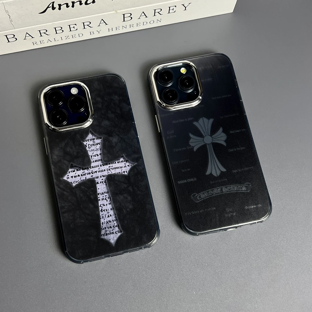 个性电镀潮牌克罗心iPhone15手机壳适用苹果14promax磨砂13防摔12