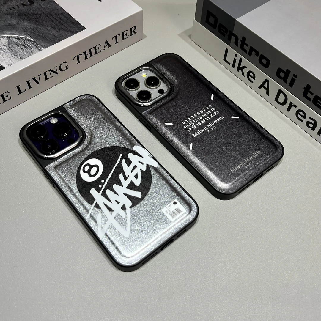 潮牌电镀斯图黑8iPhone15ProMax手机壳高级感皮纹苹果14Pro防摔13