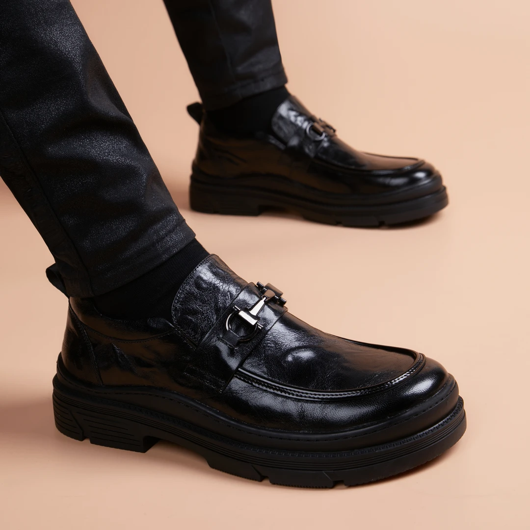2024新款手工皮鞋男英伦风百搭一脚蹬头层羊皮软皮休闲商务男鞋潮