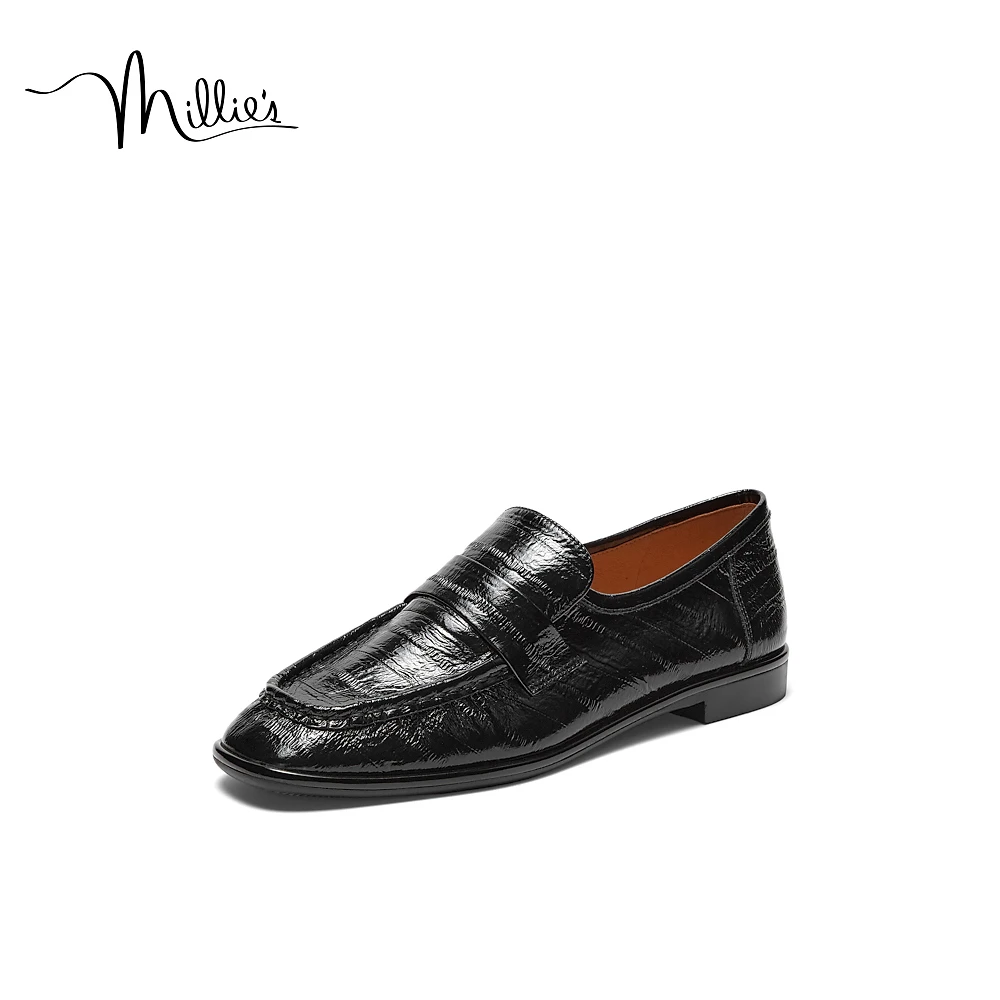 达播【魔方奶盖】秋季百搭款质感通勤牛皮手工舒适女乐福鞋LMG31CA3