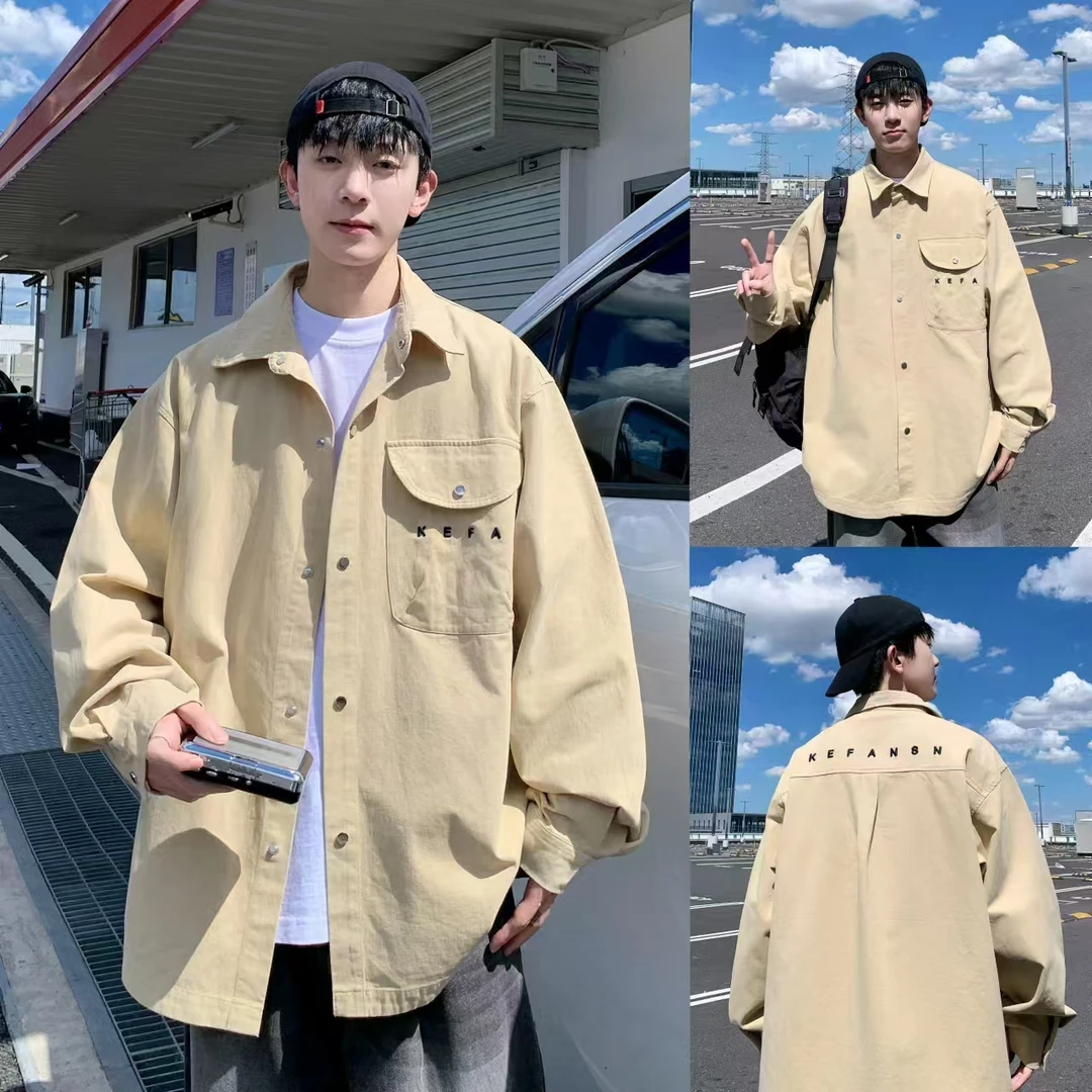 椰帮酷秋季青少年韩版衬衫外套口袋学生校园穿搭潮流宽松ins55603