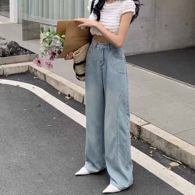 珍珍新品夏季小个子百搭复古薄款垂感牛仔裤 5167