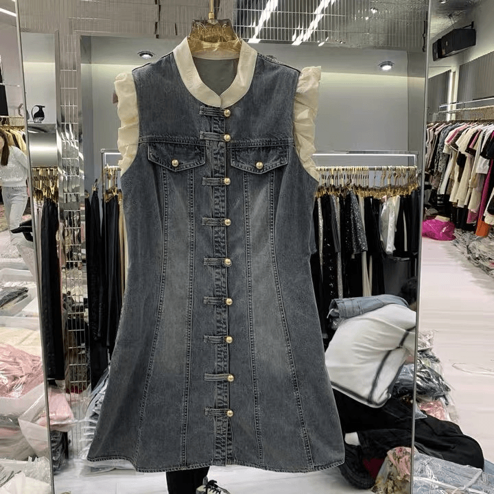 新款女装时尚休闲复古宽松连衣裙3558