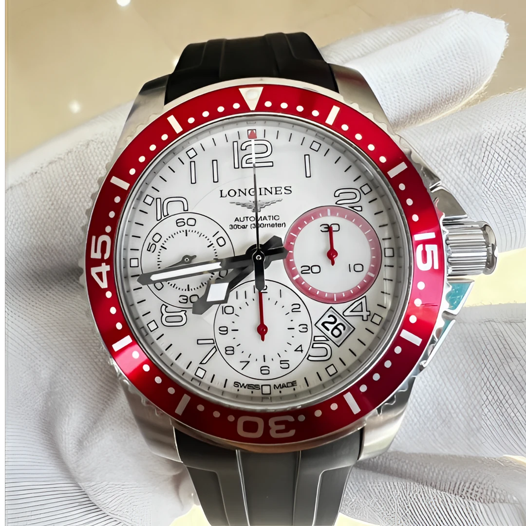 99新 Longines/浪琴 康卡斯红圈三眼计时/表径41mm/男士腕表/之仙