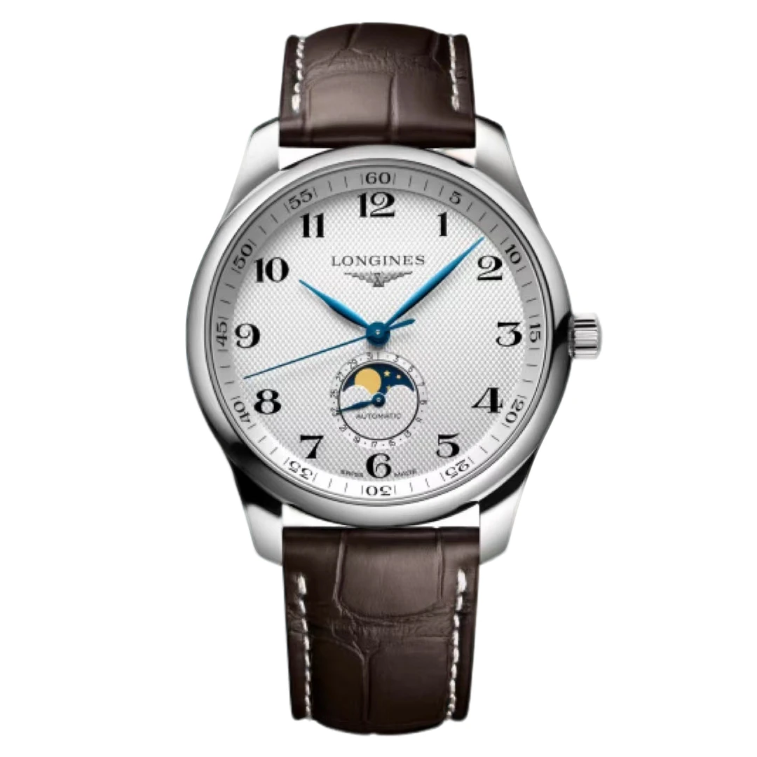 99新 Longines/浪琴 名匠919四针月相皮带商务自动机械时尚单表