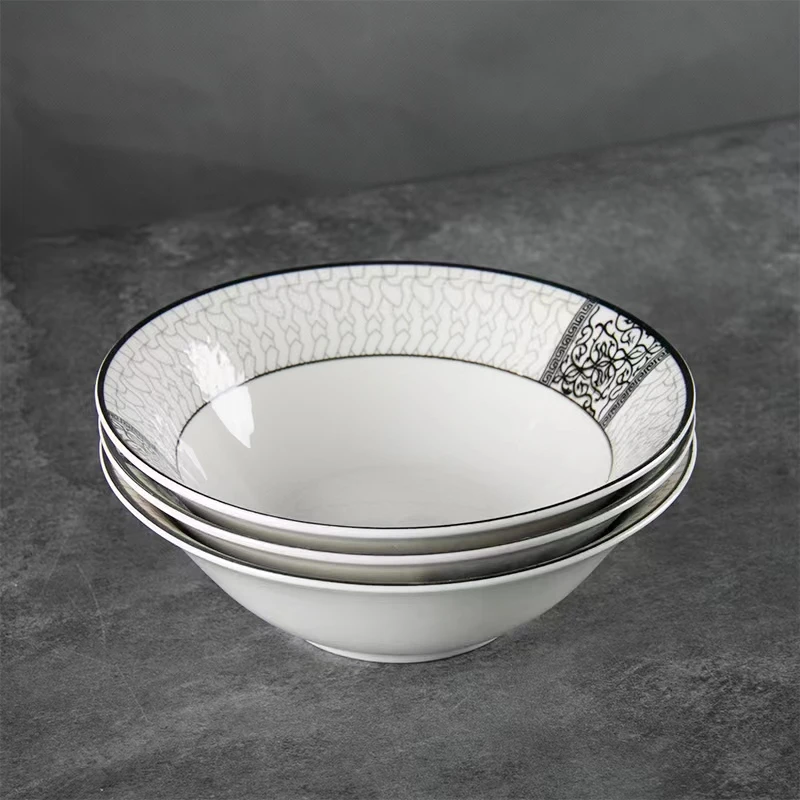 7英寸春晓釉下彩汤面碗发3只/