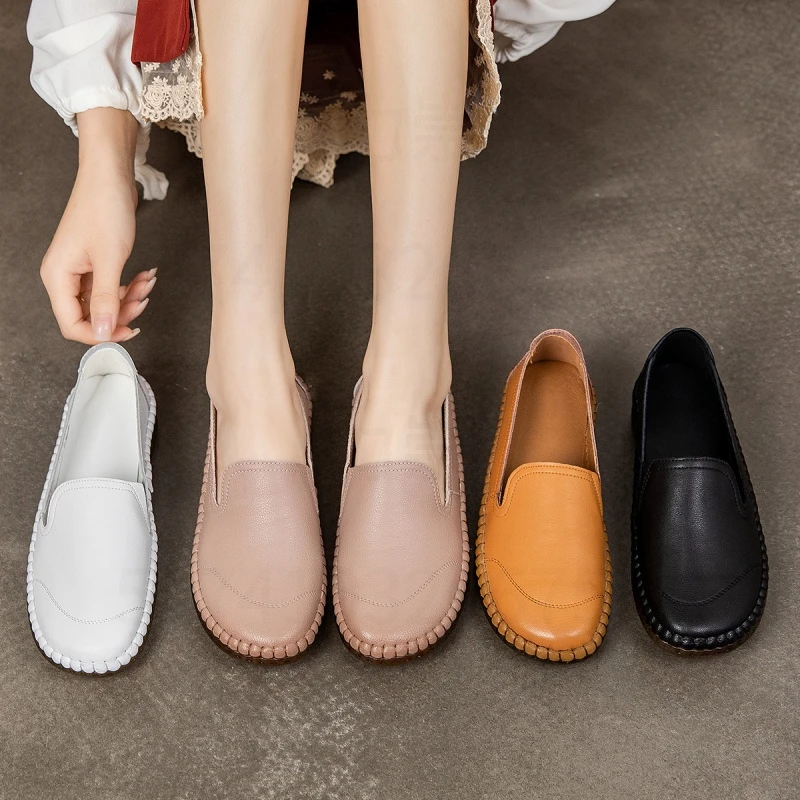 8992复古妈妈鞋牛筋底舒适春秋款中老年手工单鞋大码百搭软底防滑