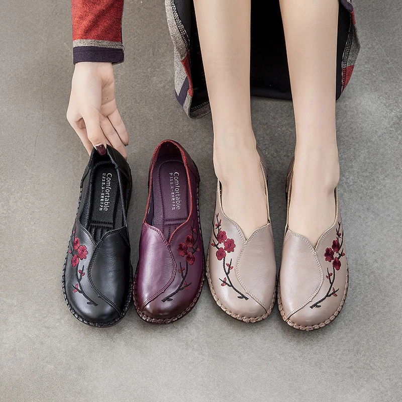 D02春秋防滑老北京绣花牛筋底妈妈鞋奶奶鞋老人鞋软底休闲鞋子