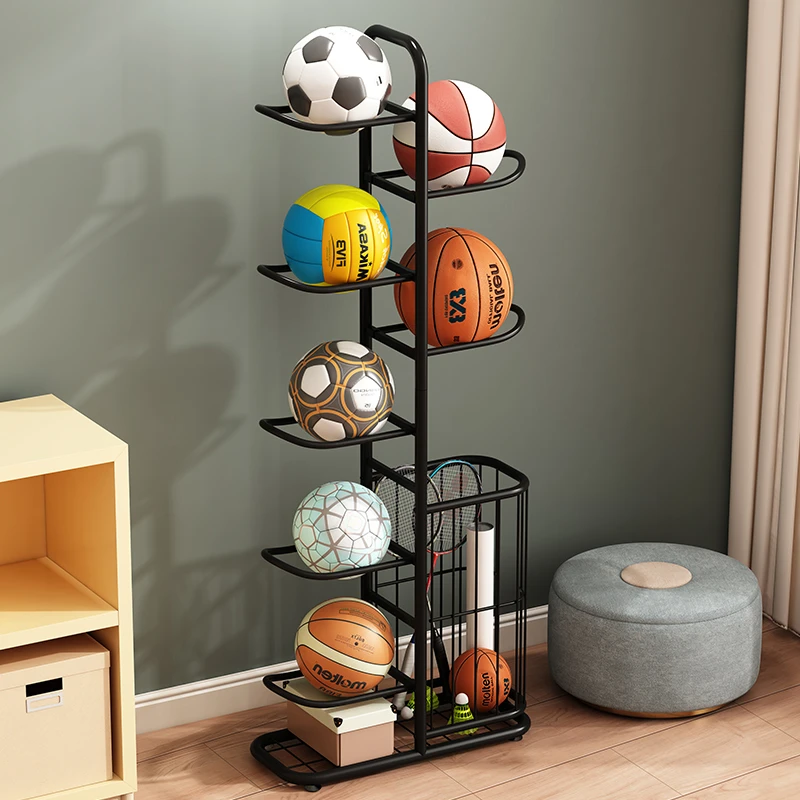 篮球收纳架家用室内足排球架羽毛球收纳筐儿童置球架球类置物架子