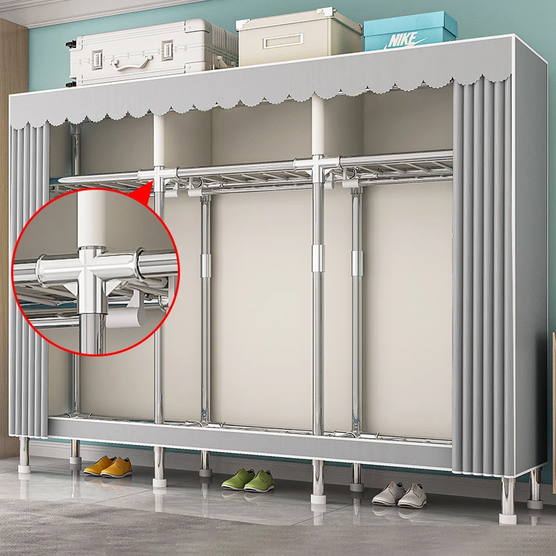 衣柜卧室家用简易布衣柜结实耐用出租房用经济型挂衣服组装收纳柜