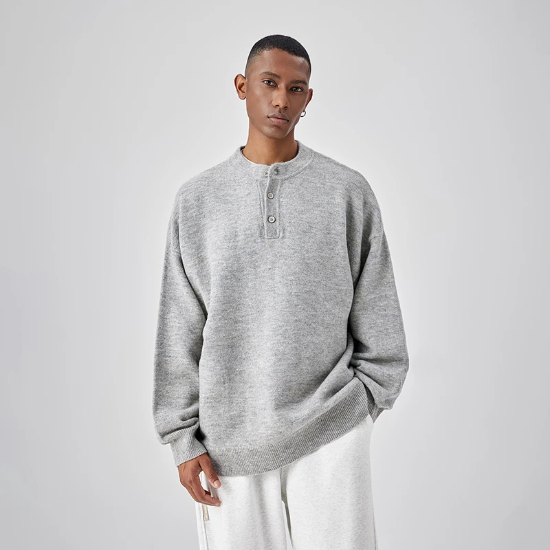 BODYDREAM圆领毛衣男款打底衫复古高级中性风慵懒感长袖针织衫