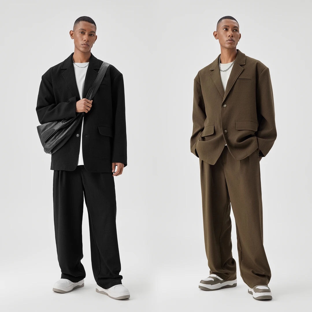 BODYDREAM【双11好物】休闲西服外套西裤垂感肌理感男简约宽松套装