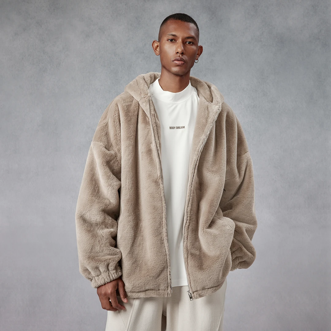 BODYDREAM 加厚毛绒外套冬季雅丹风加绒夹克百搭宽松落肩情侣开衫