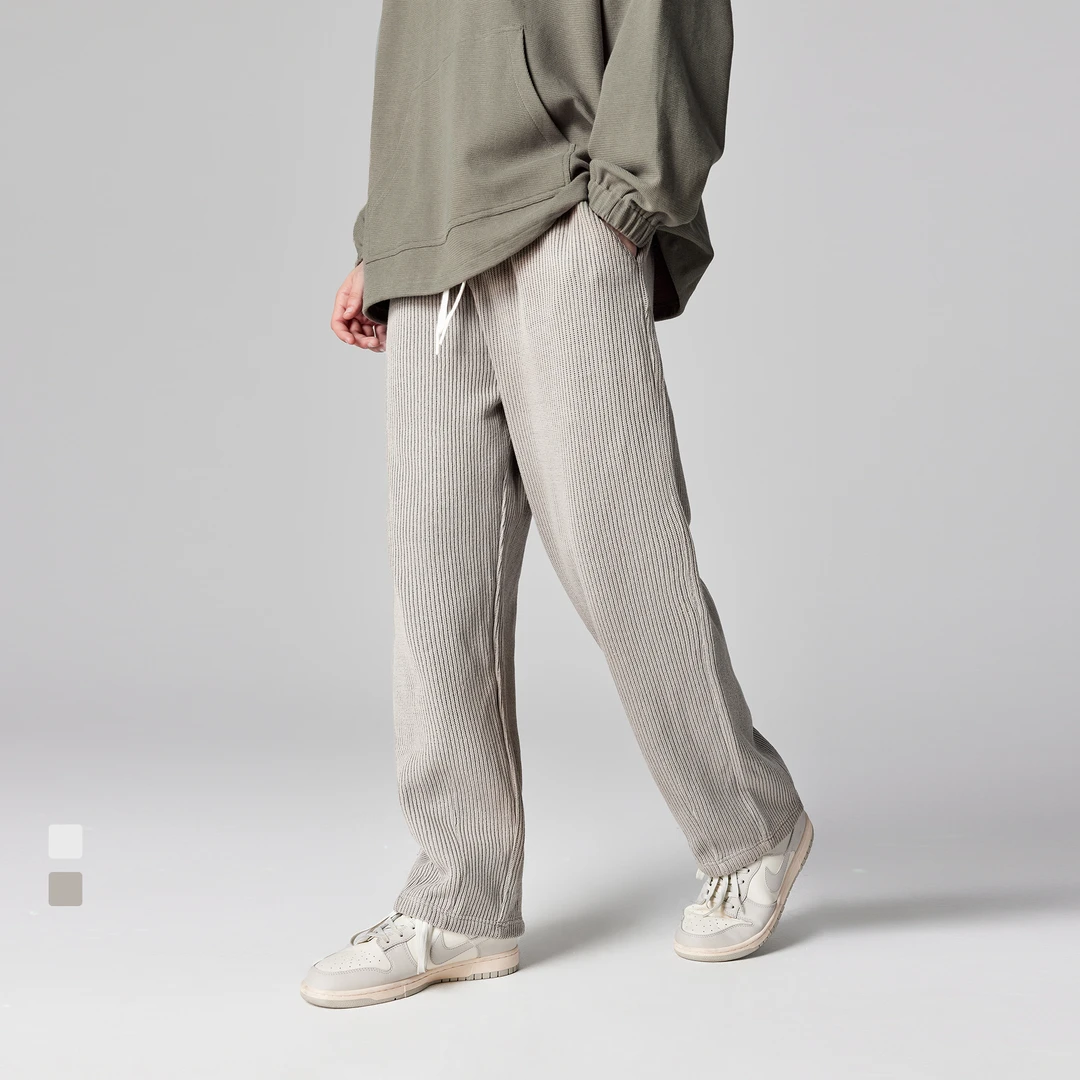 BODYDREAM美式毛线编织宽松肌理感休闲裤潮流直筒阔腿裤简约裤子