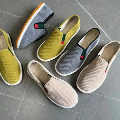 ZLY彩色灯芯绒松紧口经典布鞋男女同款一脚蹬轻便舒适透气单鞋