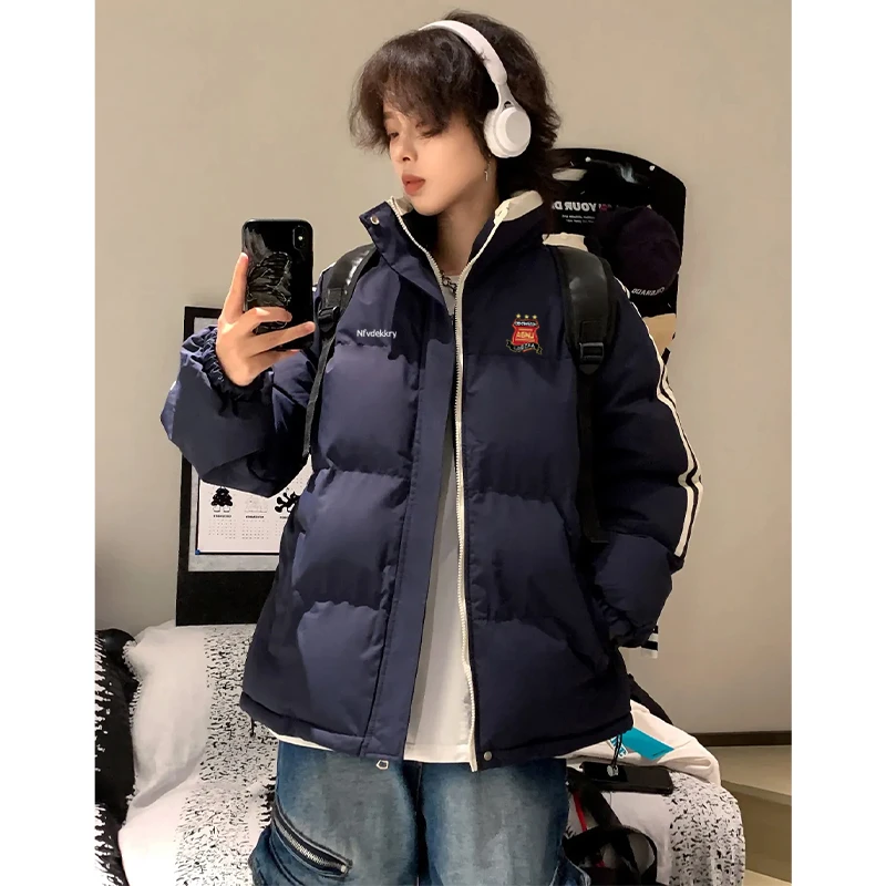 labzaa美式徽章字母印花开衫外套男秋冬季潮牌百搭宽松三条杠棉服